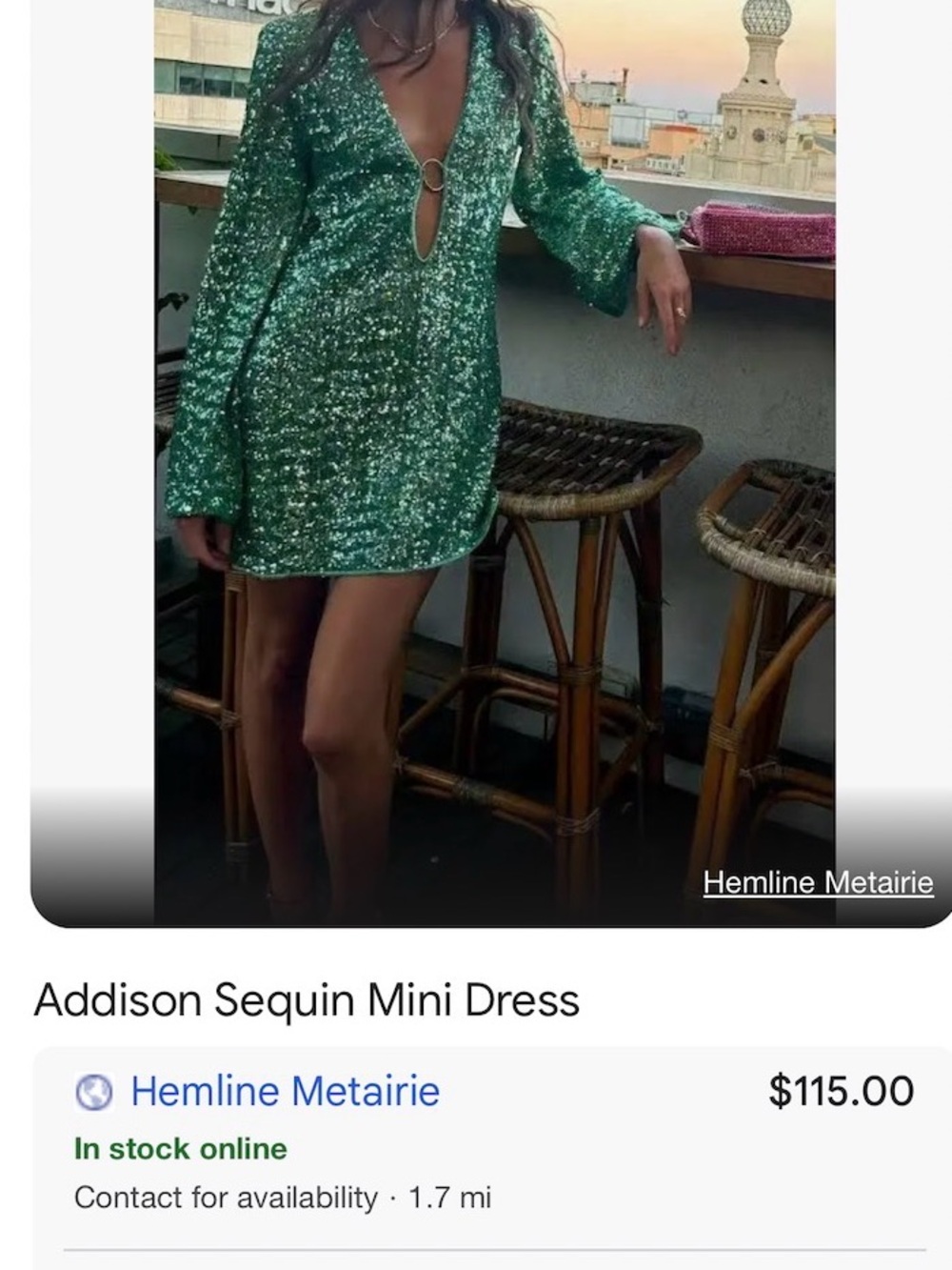 Hemline Metairie Addison Sequin Mini Dress - Green